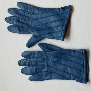 Blue leather gloves